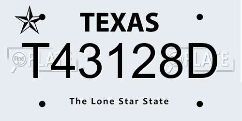 T43128D Texas License Plate
