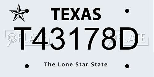 T43178D Texas License Plate