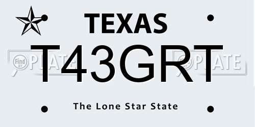 T43GRT Texas License Plate