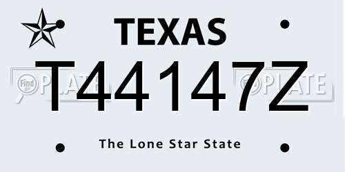 T44147Z Texas License Plate