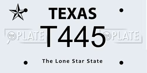T445 Texas License Plate