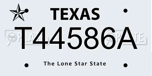 T44586A Texas License Plate
