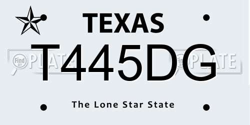 T445DG Texas License Plate