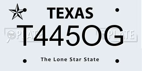 T445OG Texas License Plate
