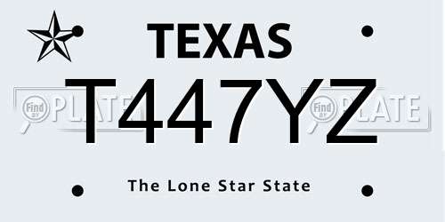 T447YZ Texas License Plate