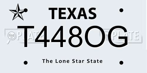 T448OG Texas License Plate