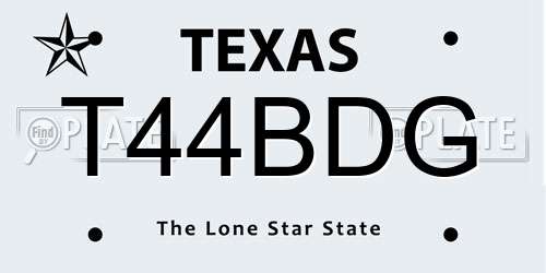 T44BDG Texas License Plate