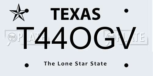 T44OGV Texas License Plate