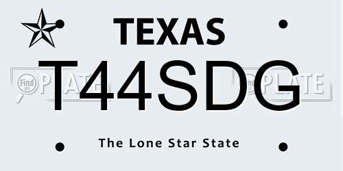 T44SDG Texas License Plate