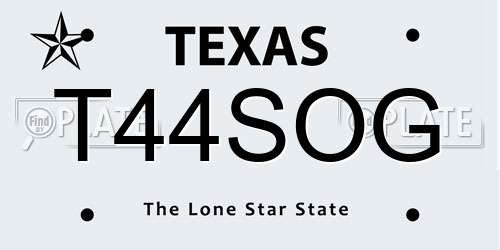 T44SOG Texas License Plate