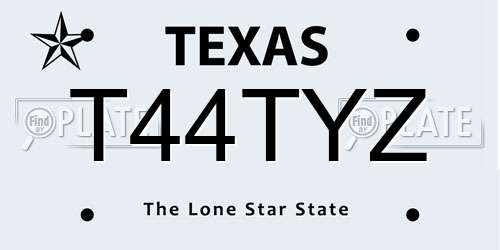 T44TYZ Texas License Plate