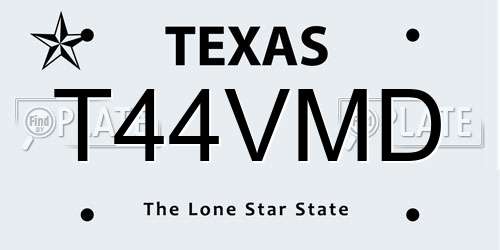 T44VMD Texas License Plate