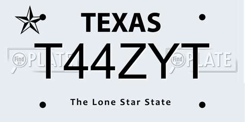 T44ZYT Texas License Plate