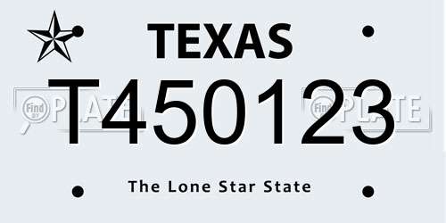 T450123 Texas License Plate