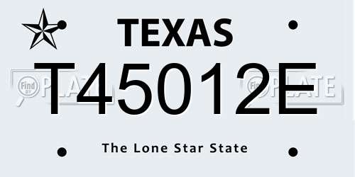T45012E Texas License Plate