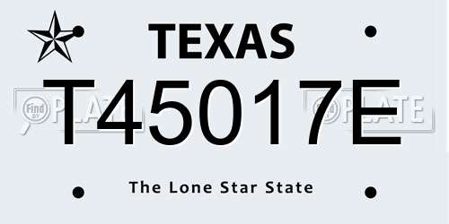 T45017E Texas License Plate