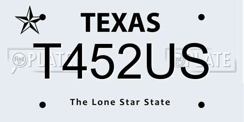 T452US Texas License Plate