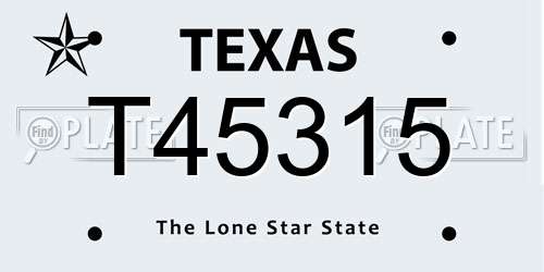 T45315 Texas License Plate