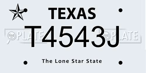 T4543J Texas License Plate