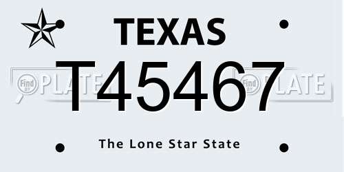 T45467 Texas License Plate