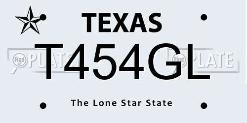 T454GL Texas License Plate