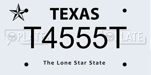 T4555T Texas License Plate