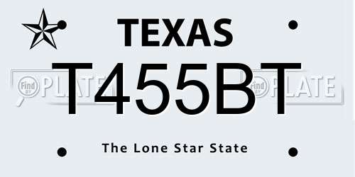T455BT Texas License Plate