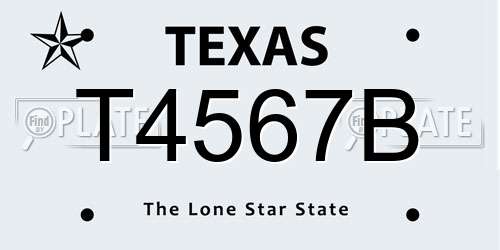 T4567B Texas License Plate