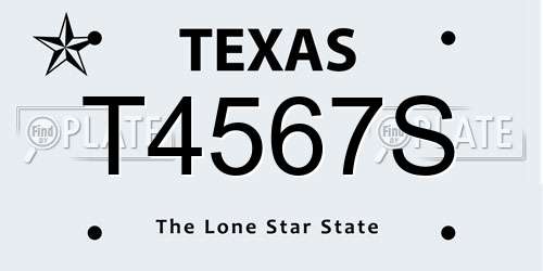 T4567S Texas License Plate
