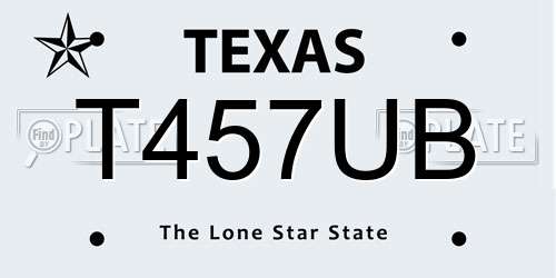 T457UB Texas License Plate