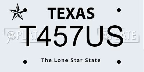 T457US Texas License Plate