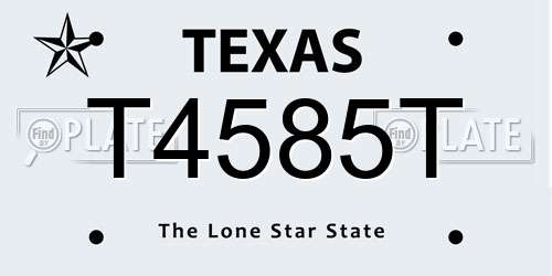 T4585T Texas License Plate
