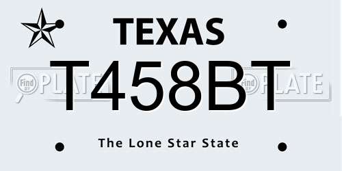 T458BT Texas License Plate
