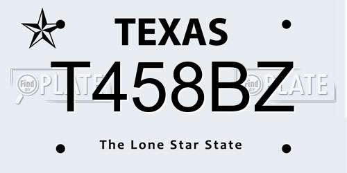 T458BZ Texas License Plate