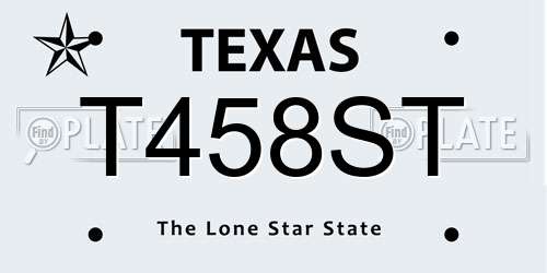 T458ST Texas License Plate