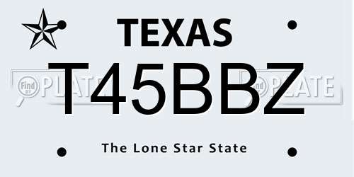 T45BBZ Texas License Plate