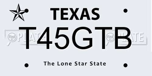 T45GTB Texas License Plate