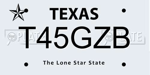T45GZB Texas License Plate