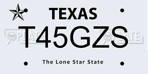 T45GZS Texas License Plate