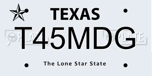 T45MDG Texas License Plate
