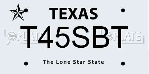 T45SBT Texas License Plate
