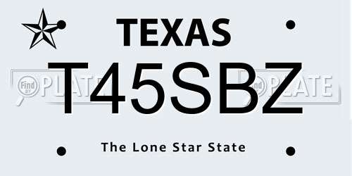 T45SBZ Texas License Plate