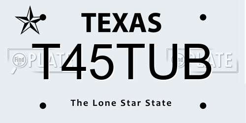 T45TUB Texas License Plate
