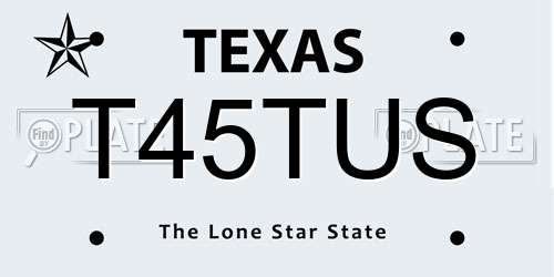 T45TUS Texas License Plate
