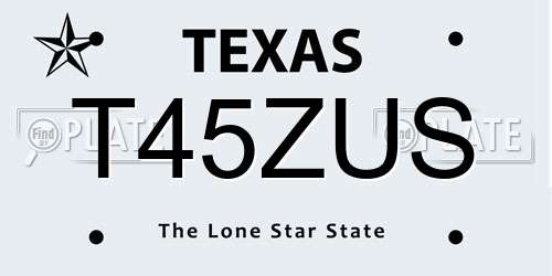 T45ZUS Texas License Plate