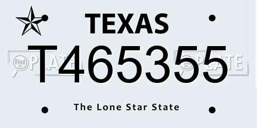 T465355 Texas License Plate