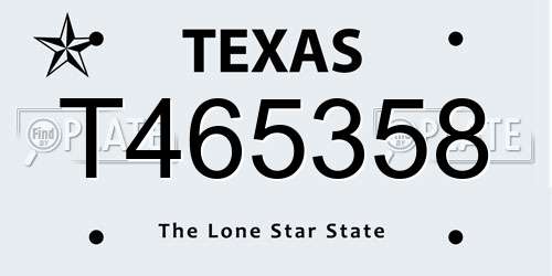 T465358 Texas License Plate