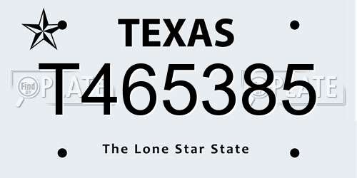 T465385 Texas License Plate