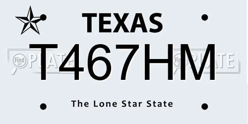 T467HM Texas License Plate