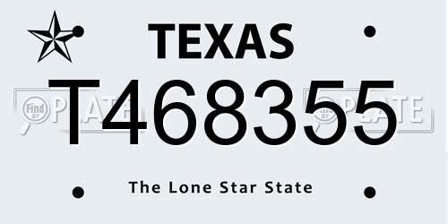 T468355 Texas License Plate